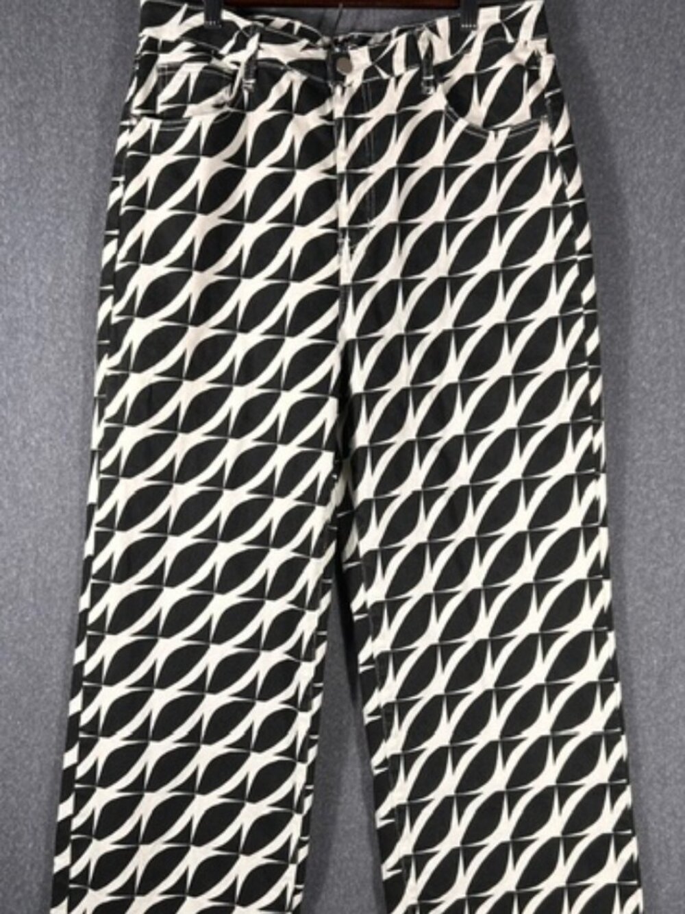 Fashion Nova Straight Leg Jeans Womens Sz 15 Black/White Mod Men Side Split NWT